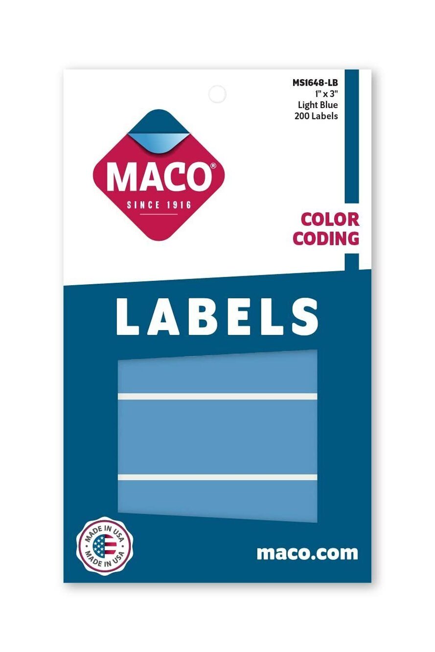 3015 Light Blue Rectangle Color Coding Labels, 1 x 3 Inches, 200 Per Box